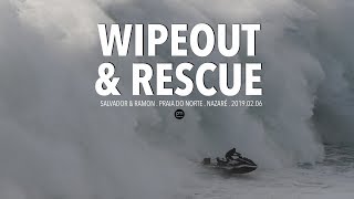 Wipeout & Heroic Rescue . Raw Footage @ Nazaré, Portugal  2019.02.06 [Surf, Big Waves, 4K]