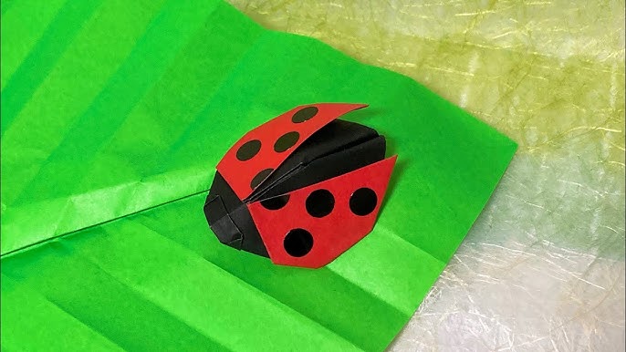折り紙で簡単に折れるてんとう虫の折り方 音声解説あり Origami Ladybird Youtube