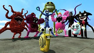 What If I Become Roblox Innyume Smiley's Nextbot vs NEW GARTEN OF BANBAN 7 MONSTERS In Garry's Mod!