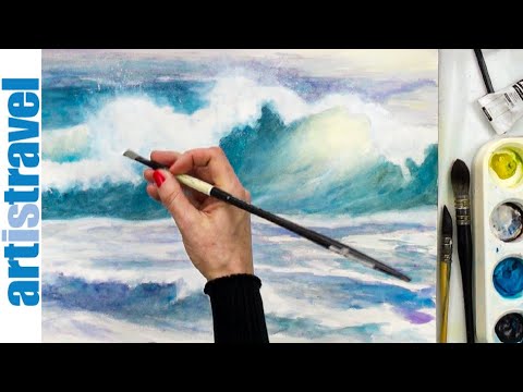 Wellen in Aquarell und Acrylfarben malen / Ganz einfach malen lernen