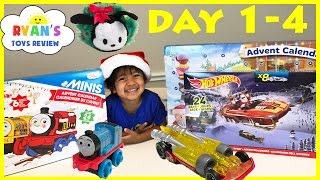 SURPRISE TOYS Christmas Thomas Train Disney Tsum Tsum Hot Wheels Toy Cars Advent Calendar Day 1-4