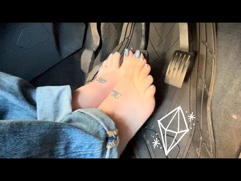 Driving manual car barefoot