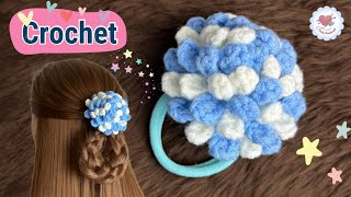 Easy & Beautiful Flower Hair Tie  / Crochet  Zinnia