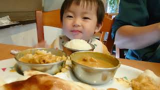 🍒Children's lunch Nan, curry and mango pudding 👶 ♥🍒【お子様ランチ】ナンとカレーとマンゴープリン👶♥