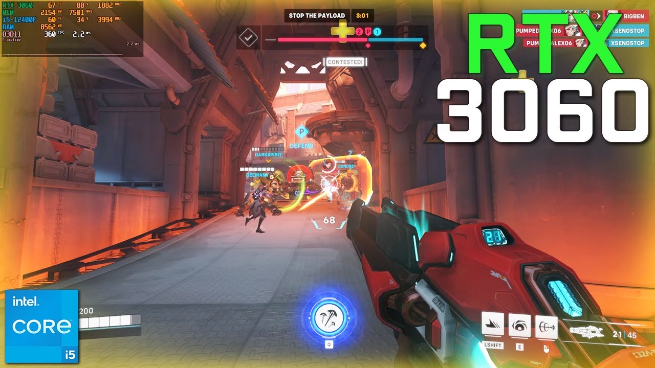 Overwatch 2 rtx 3060 i5 12400f 1080p low settings youtube