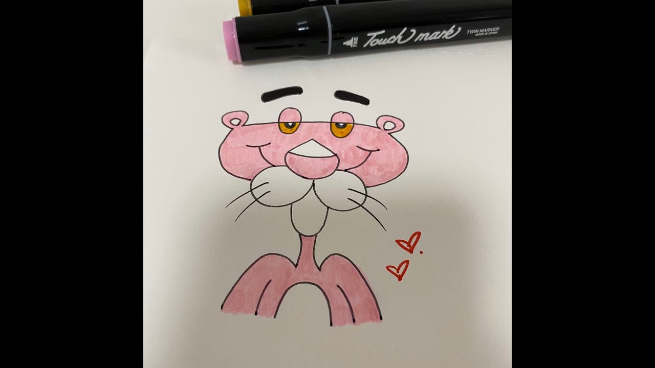 How to draw pink panther - YouTube