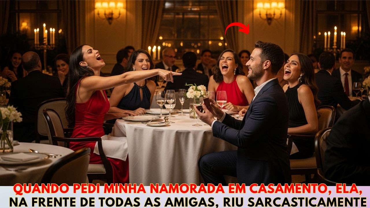no Dia dos Namorados Quando pedi minha namorada em casamento em um restaurante,ela na frente de toda