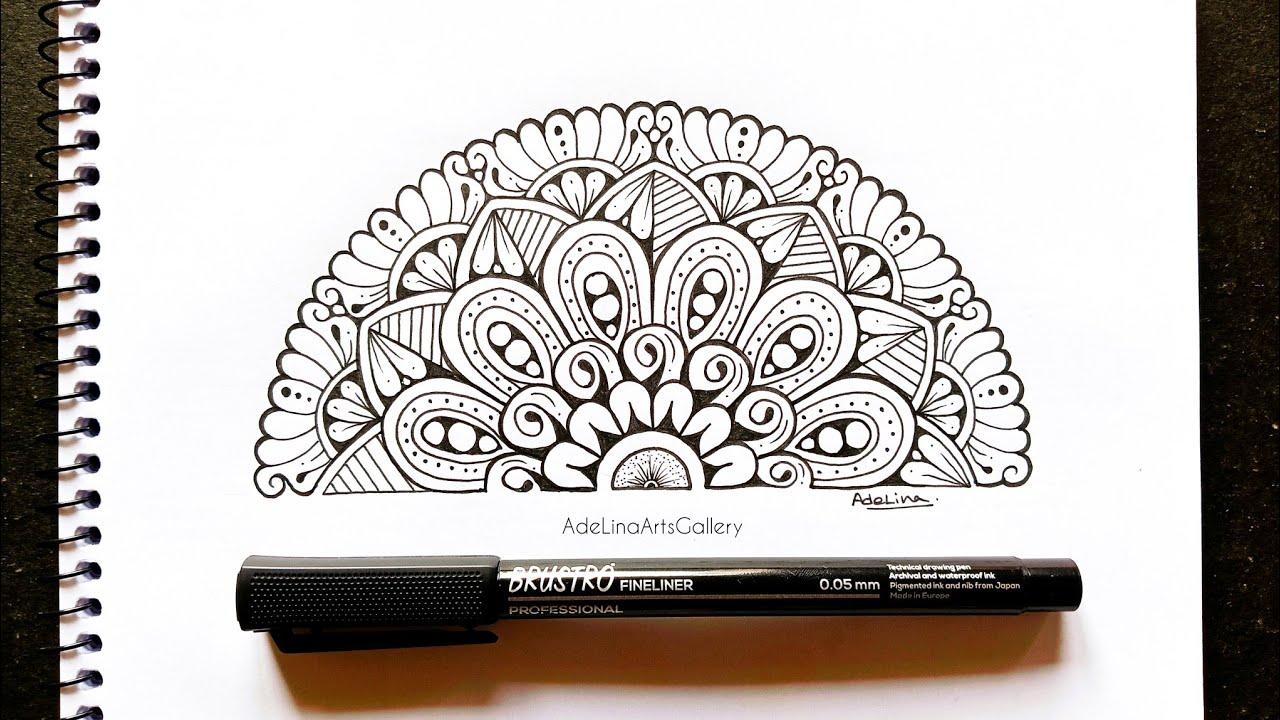 Easy Mandala Art For Beginners Step By Step/ Half Circle Mandala Art With Measurements 