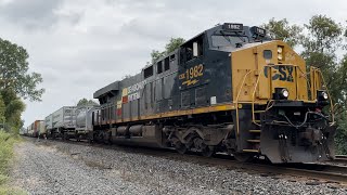 CSXT 1982 Seaboard System Locomotive Leads CSX I001 Thru Centerport! (8/29/23) [4K60]