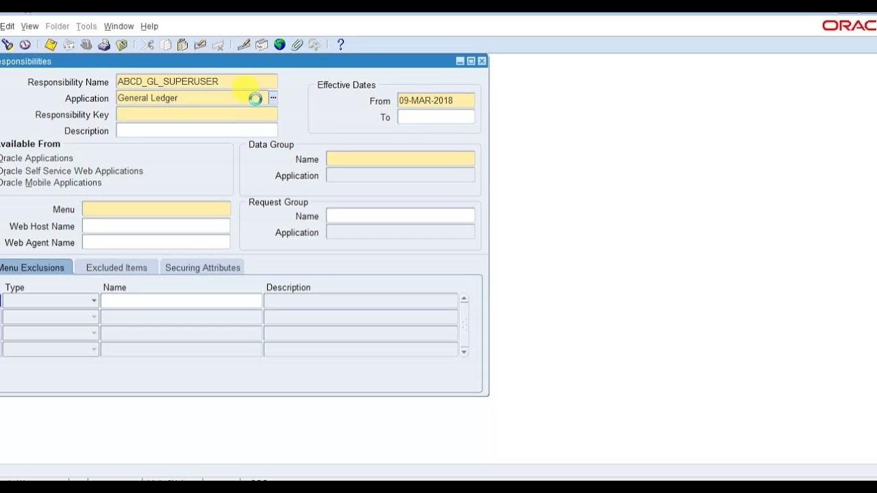 How to create Responsibility in Oracle r12 - YouTube