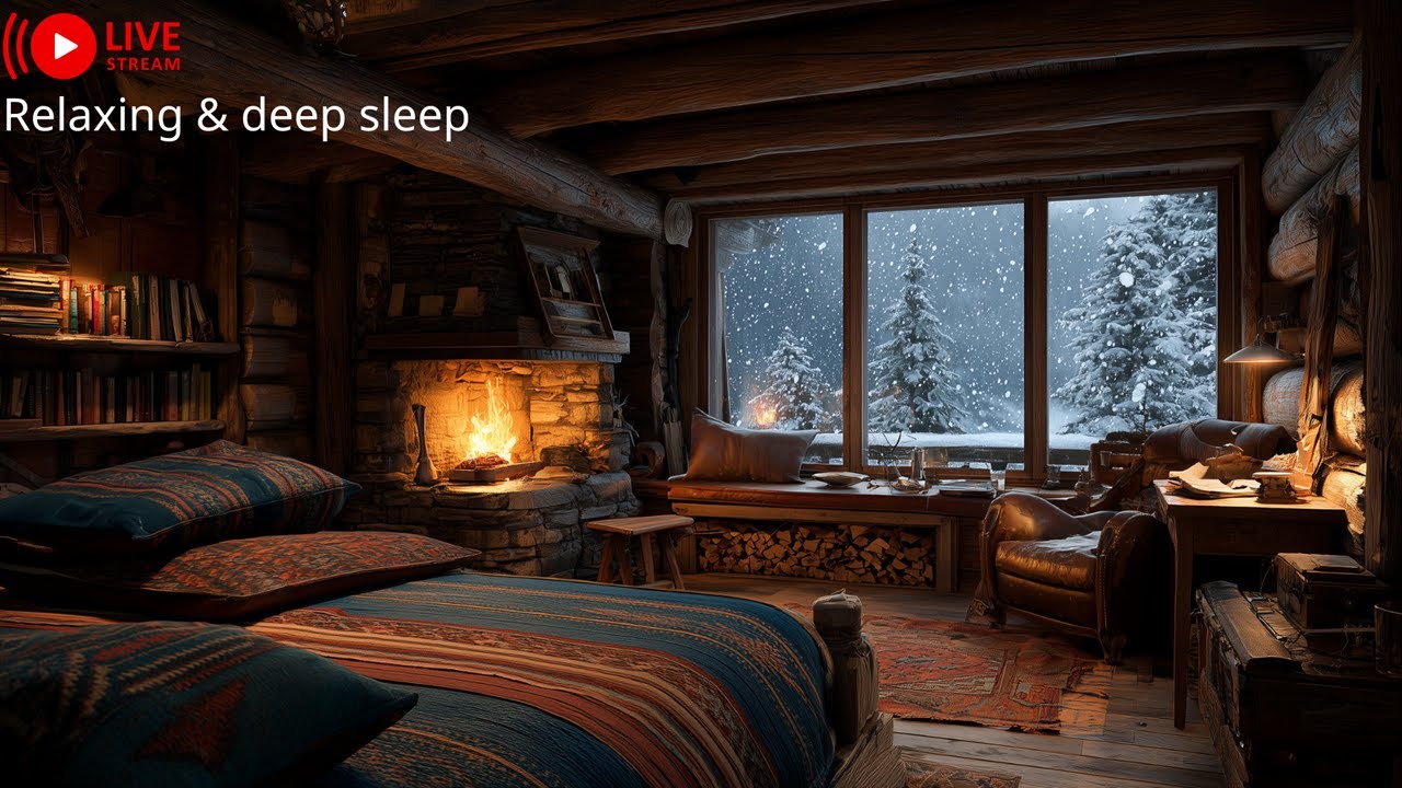 ❄️ Snowfall Outside, Cozy Fireplace Inside 🔥 Relaxing & Deep Sleep Winter Night
