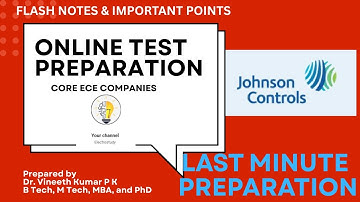 Johnson Controls Online Test Flash Notes | Last Minute Preparation for Aptitude, Core EC, & Control