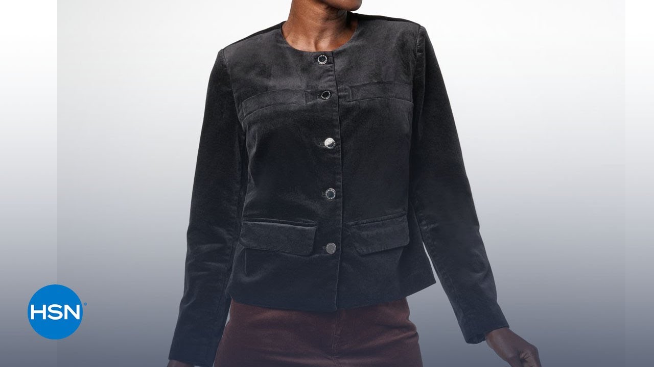Diane Gilman Stretch Velveteen Collarless Tailored Jacket | HSN 