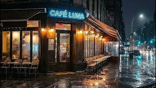 Rainy Night and Soft Piano Music: Relaxation in a Cafe Environment (4K) screenshot 2