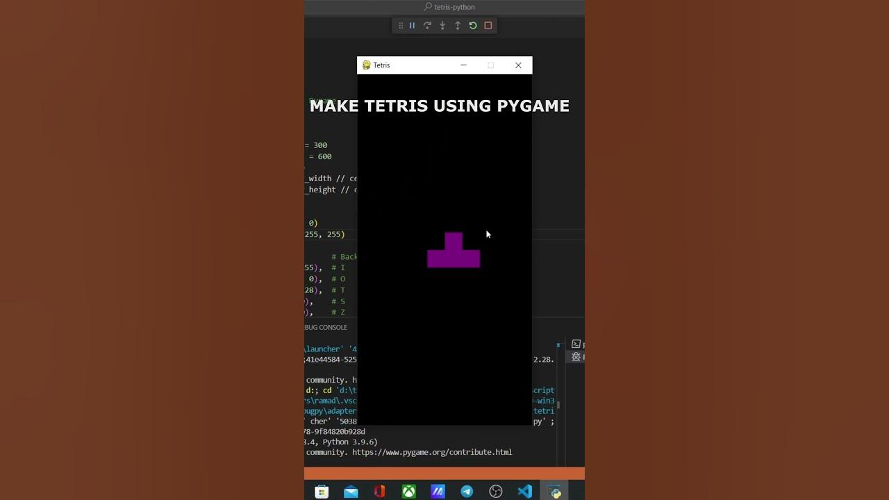 PYTHON MAKE TETRIS GAME USING PYGAME #coding #python #programming #code ...