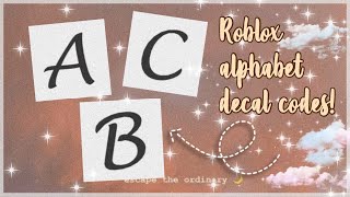 Roblox alphabet poster codes! // decals // bloxburg, work at a pizza place and more!