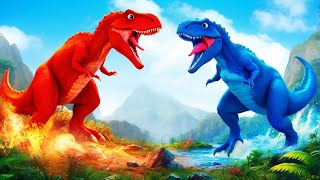 Epic Battle: Red T-Rex vs. Blue T-Rex! 🦖🔥 Jurassic Wars 2024.