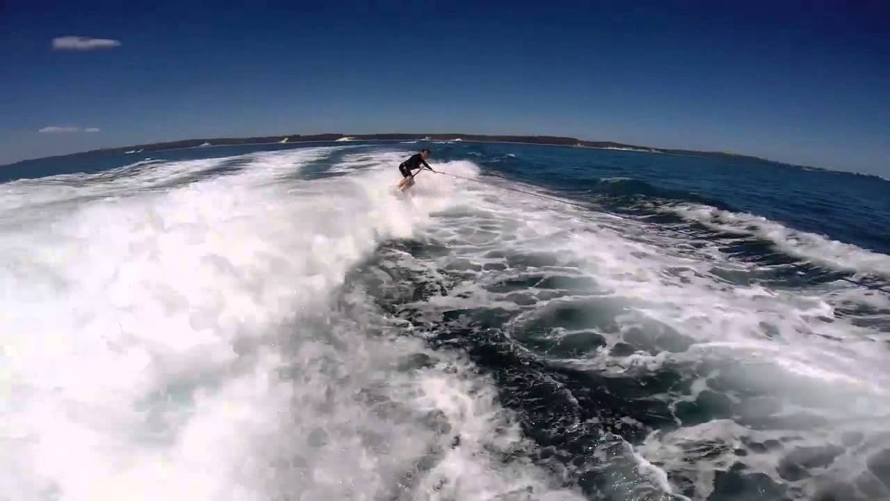 Tow in Surfing and Wake Skating behind luxury Horizon RP97 motor yacht (No Music)