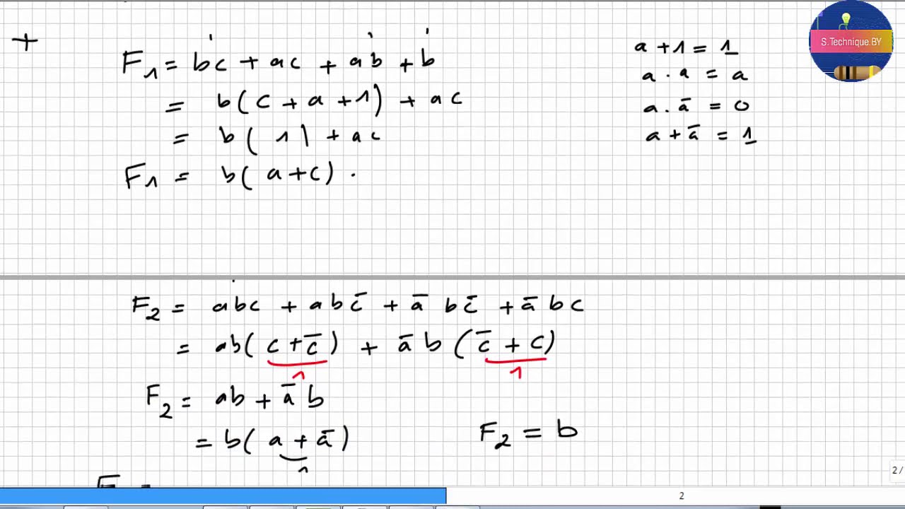 Logique combinatoire,Simplification des fonctions logiques,examen fin de formation exercice corrigé