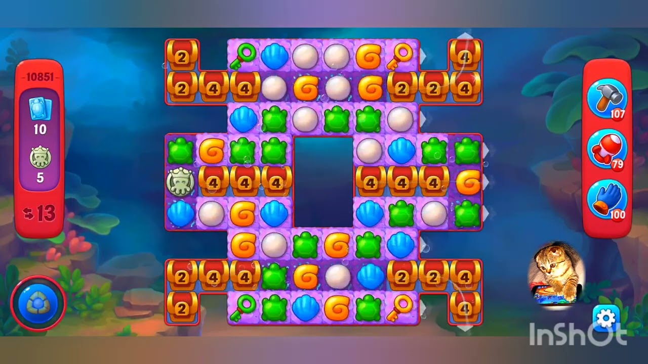 фишдом 2022  #  10851 уровень - прохождение без бустеров # Fishdom,   10851  level - no Boosters.