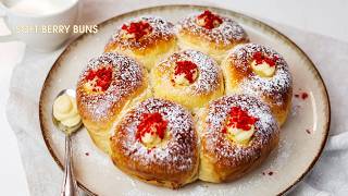 🍓 Soft Berry Buns with Vanilla Custard Cream | Fluffy Summer Recipe screenshot 5
