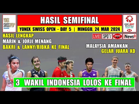 Hasil Lengkap Semifinal Swiss Open 2024 Hari Ini ~ CTC MARIN &amp; JORJI Menang ~ 3 Wakil INA Ke Final