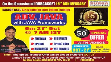 ADV. JAVA with JAVA Frameworks Online Training @ DURGASOFT