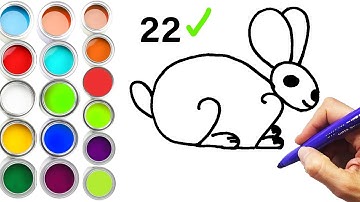 How to draw rabbit drawing from 22 number easy step by step