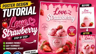 How to Make Love Strawberry Poster in Canva & Pixellab | Step by Step Tutorial @r.ngrapuicsworld