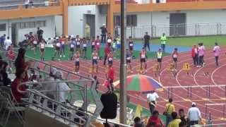 20131003 102年全國中等學校田徑錦標賽國男100公尺跨欄預賽第五組信義國中劉峻瑋進準決賽