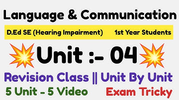D.Ed SE (HI) | Paper 03 | 1st  year Students | Unit 04 | Unit By unit Revision