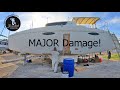 Fixing MAJOR DAMAGE using our Gelcoat Peeler (S2 E40 Barefoot Sail and Dive)