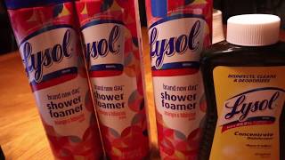 Ordering Lysol Online and reading the label to disinfect -- Shower foamer Vs Bathroom foamer