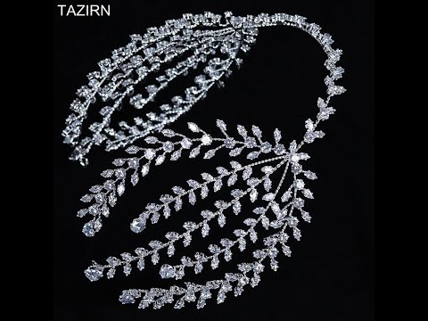 טרנדי מלא מעוקב Zirconia Soft Headbands חתונה כלה Tiaras CZ Pageant headpieces hairbands זירקון צד