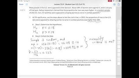 Lesson 7.3.4 - Hypothesis Tests for a Population Proportion Lesson 4