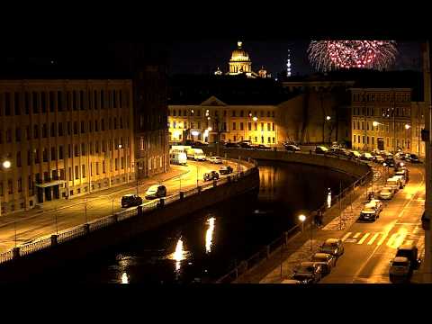 CCTV Новогодний салют в Санкт-Петербурге 2020. Фейерверк в СПб вид с канала Грибоедова.