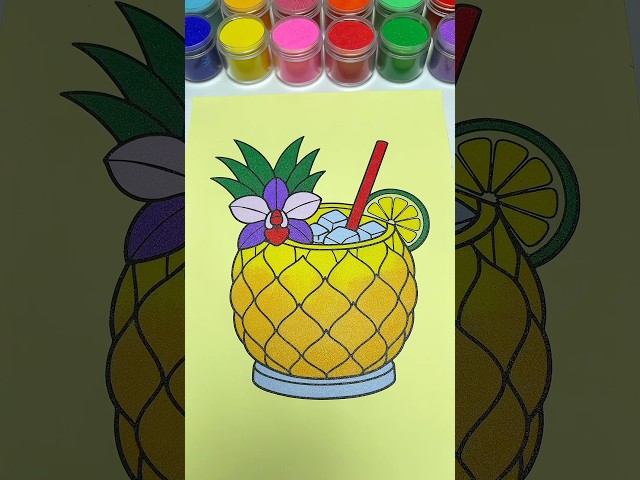 Pineapple Drink Sand Art🍍 Check link in bio 💕 #asmr #sandpainting #shorts #sandasmr #relaxing