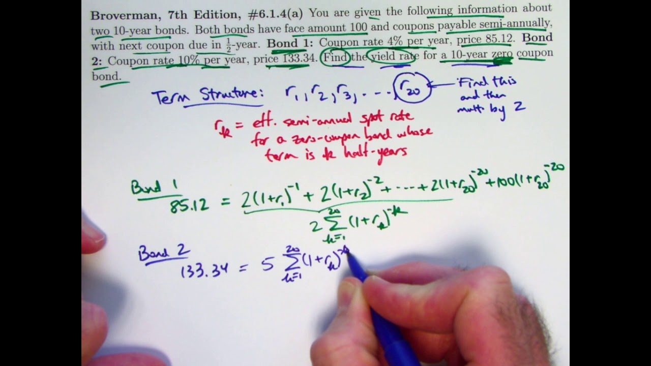 Actuarial Exam 2/FM Prep: Find Yield for Zero Coupon Bond Given Info about  Bonds with Coupons