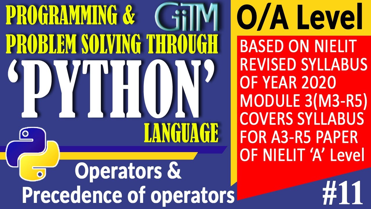 # 11 Chapter 4 Types Of Operators In Python O Level | A Level |GIITM ...