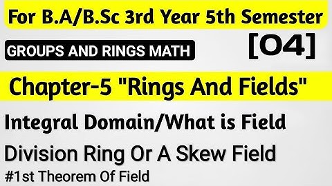 What is Integral Domain |Field | Division Ring Or A Skew Field || Rings And Fields BSc 5th Semester