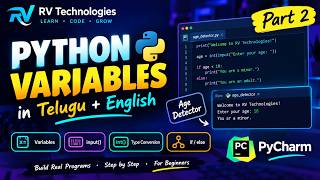 Python Variables in  English 🐍 | Age Detector Project in PyCharm | Part 2 Guide