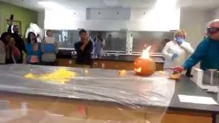 Carbide and water reaction in a pumpkin