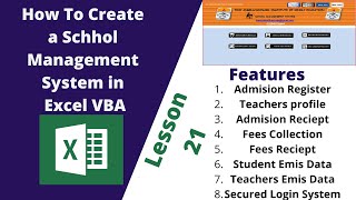 How To Create A School Management System in MS Excel And VBA Lesson 21