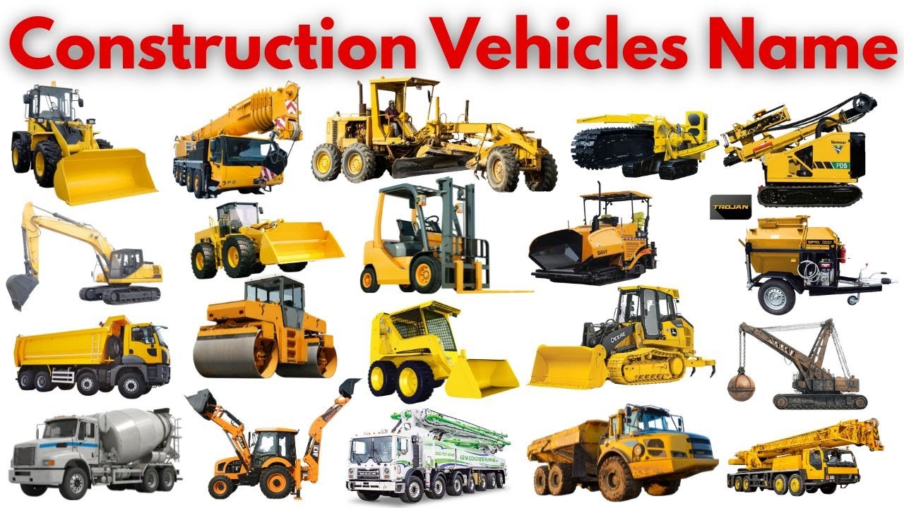 Construction Vocabulary for Kids 🚜 | Trucks, Cranes & Mixers | Learning Fun | #Learning