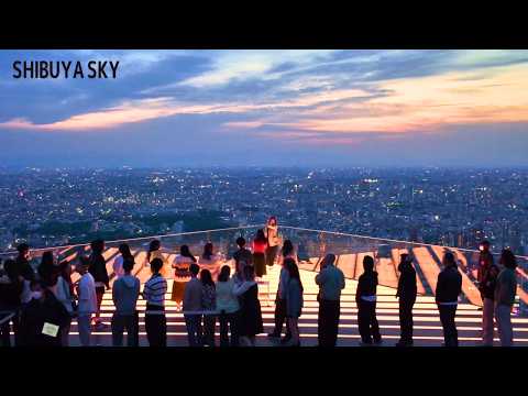 4K๐Pretty Skies Painted in Orange and Blue at SHIBUYA SKY in Shibuya, Tokyo Japan 2025