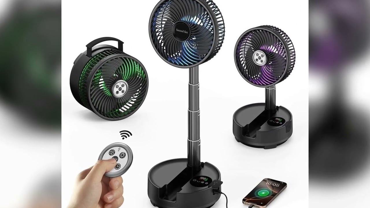 A must-have product! Socool 20000mAh Portable Folding Fan 8 Speeds Wind & Auto Oscillation Recharg