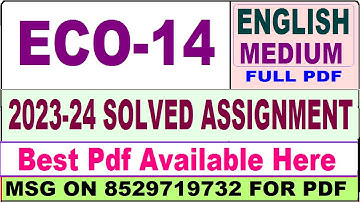 eco 14 solved assignment 2023-24 || eco 14 solved assignment 2024 in English || ignou eco14 2024