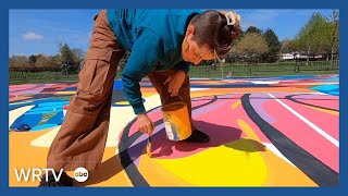 NBA player teams up with local artist to create basketball court murals
