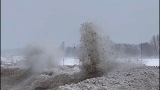 Massive Ice Balls Launch Into The Air On Lake Michigan | 01/19/2026