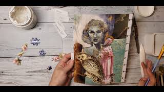 Collage Challenge Week 1 Process - Angel/Owl/Quote/Wrapping Paper